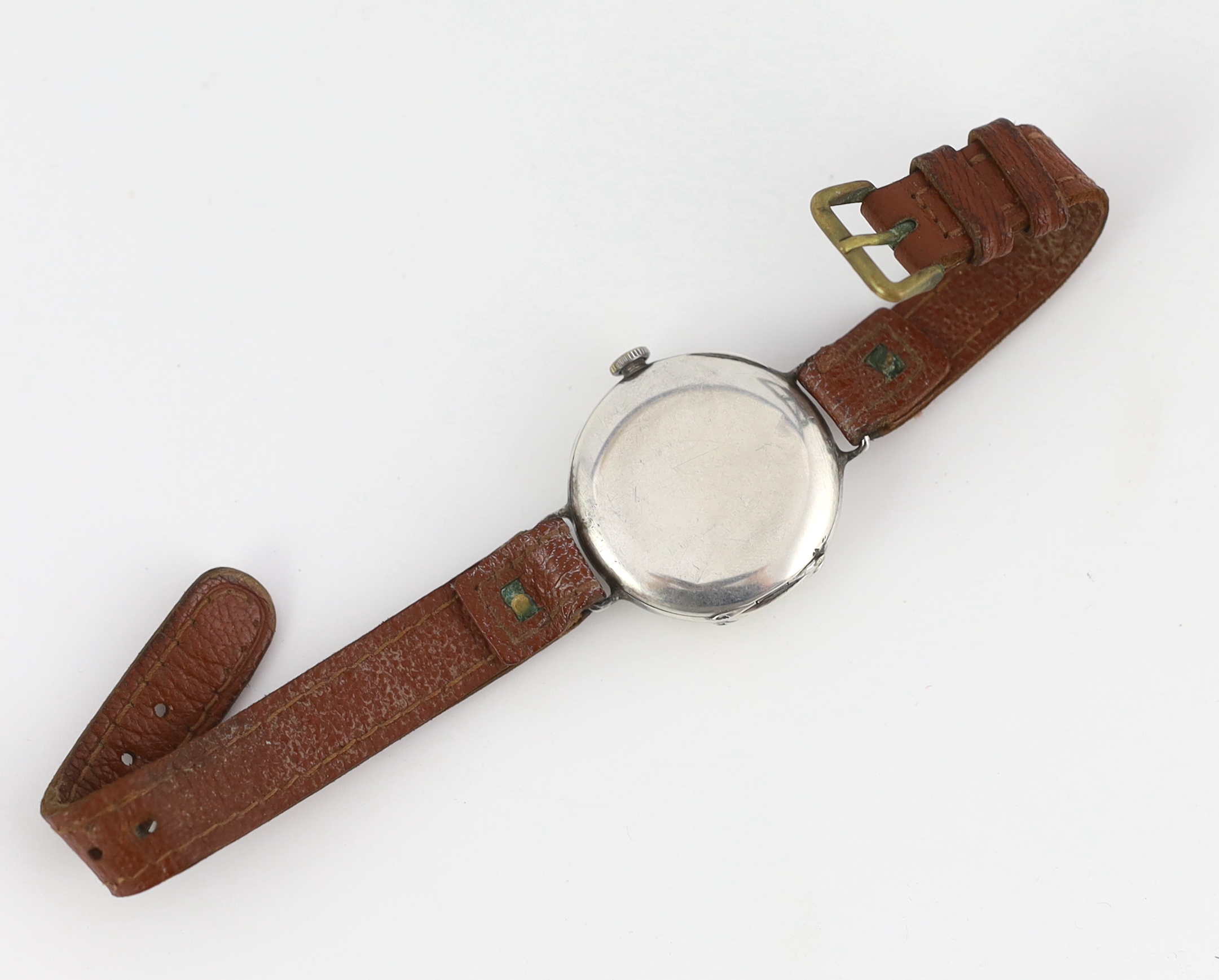 A gentleman's WWI silver Rolex Officer's trench manual wind wrist watch